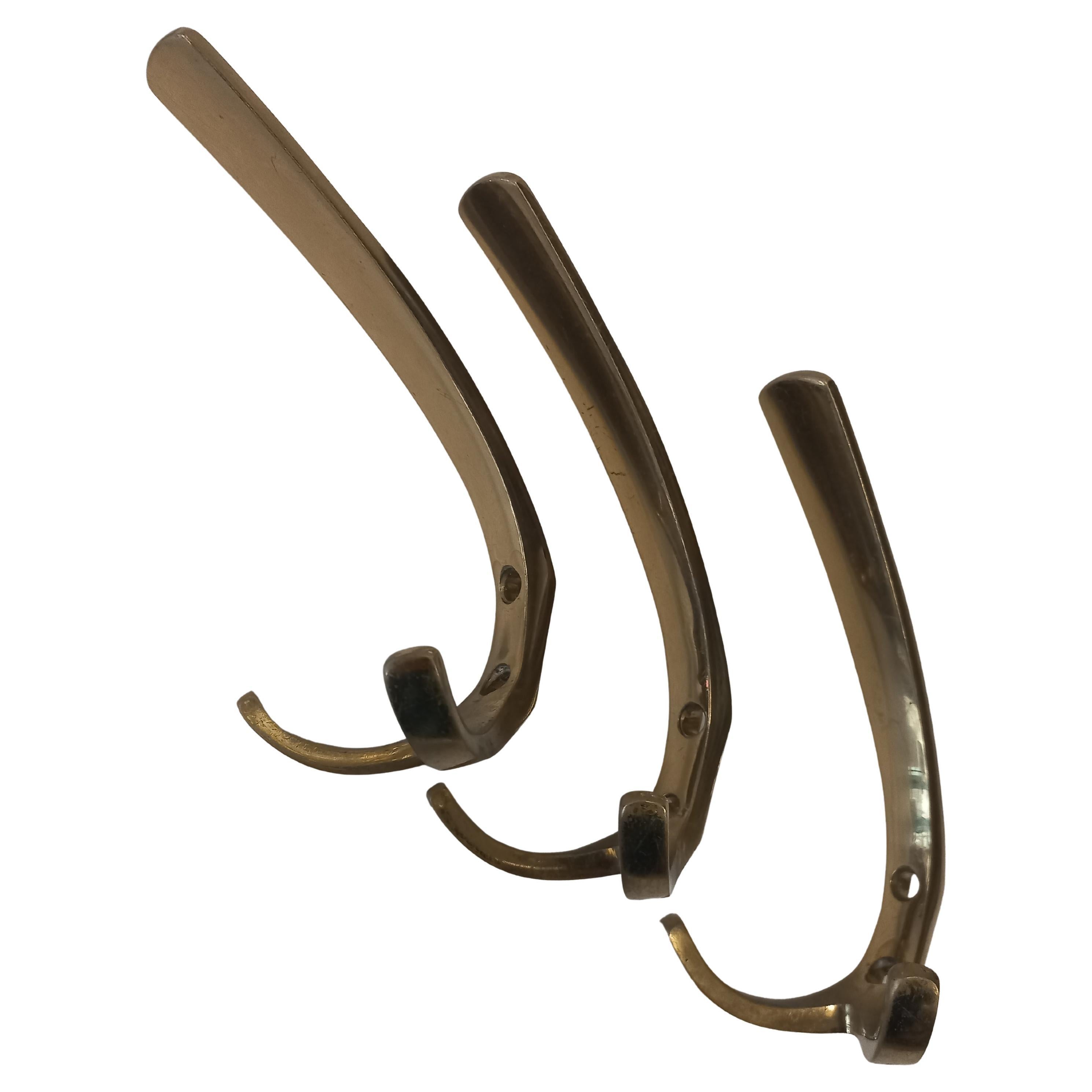 Mid-20th Century Three coat hooks in the style of Carl Auböck, 1950s For Sale