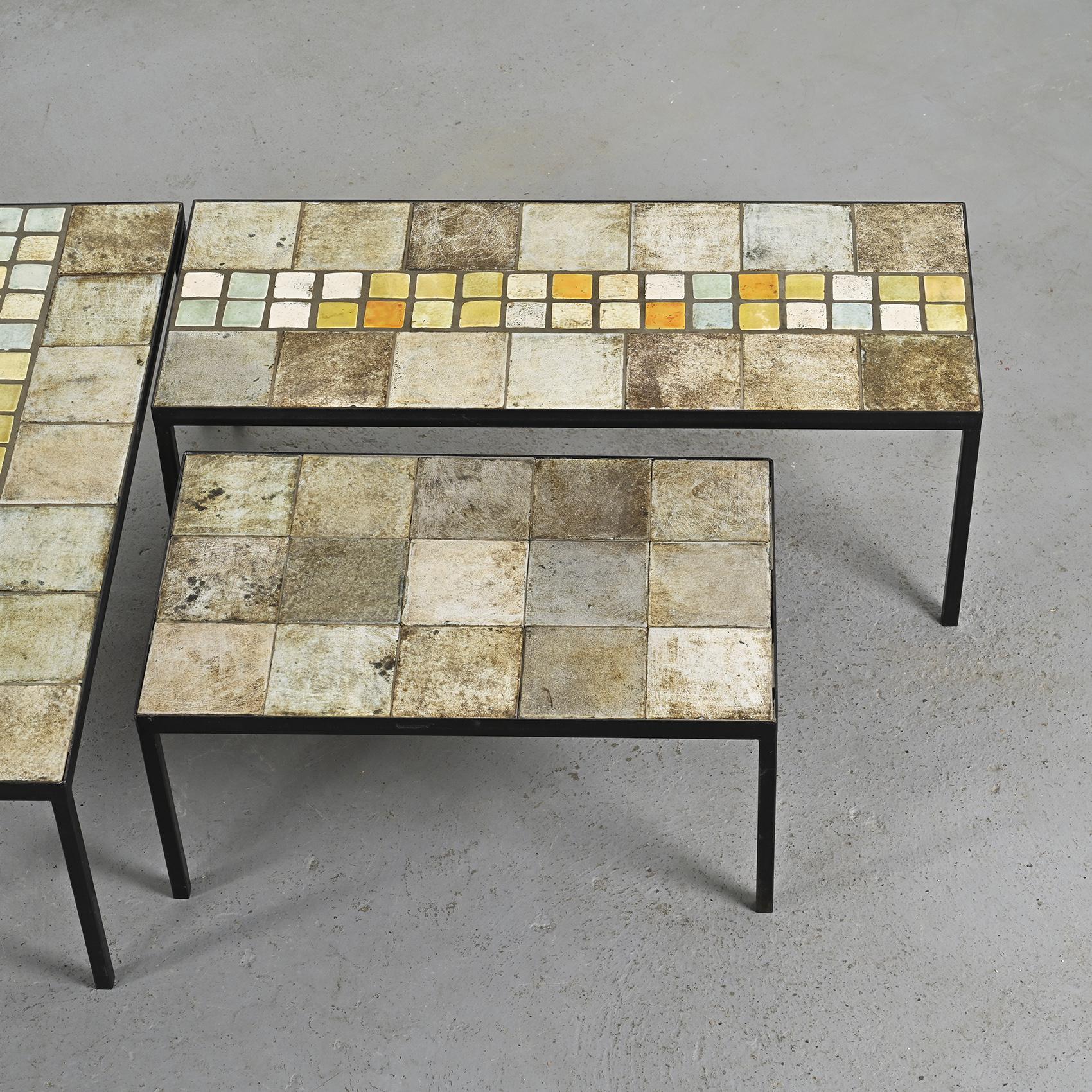 French Three coffee tables by Les 2 Potiers, France, circa 1965 For Sale