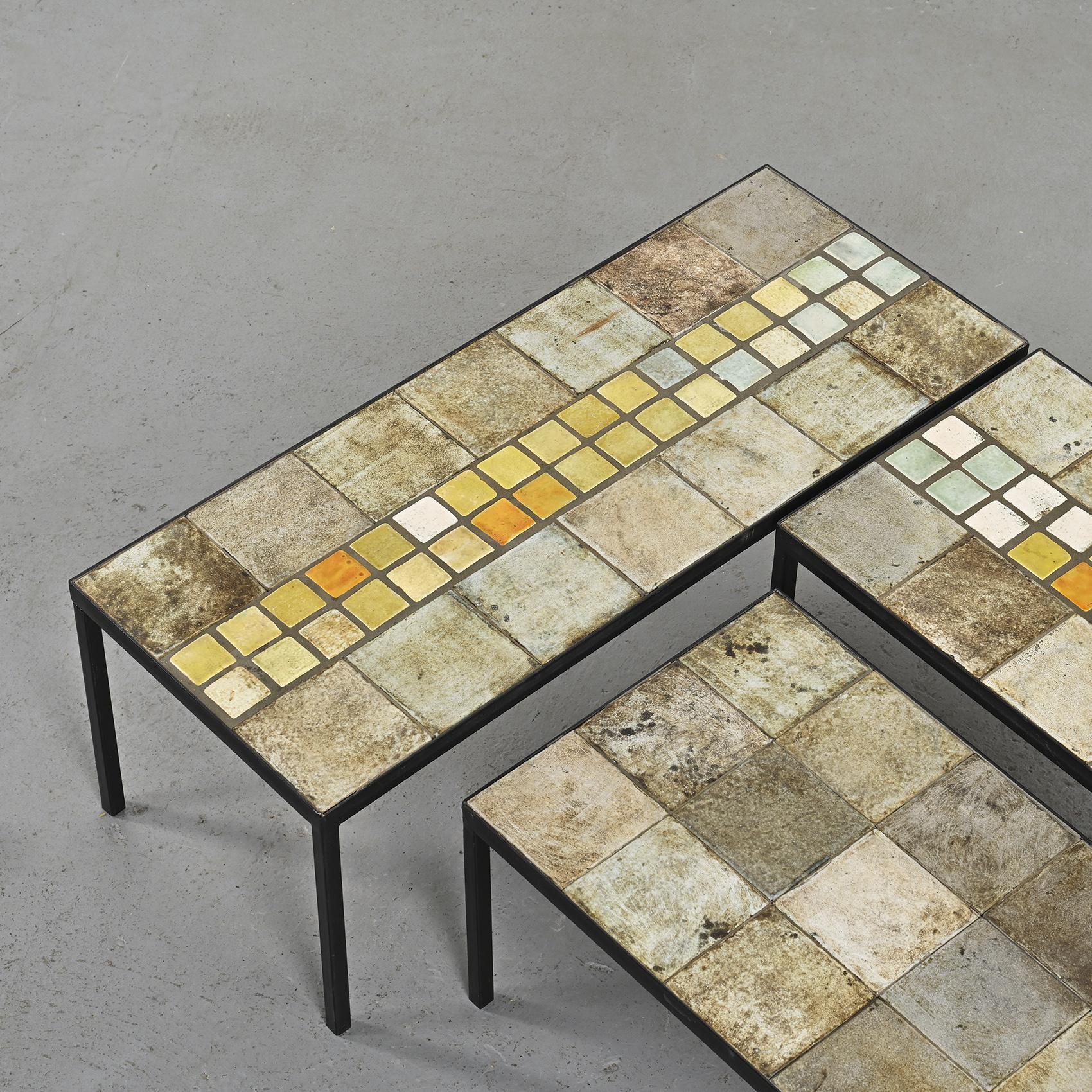 Three coffee tables by Les 2 Potiers, France, circa 1965 In Good Condition For Sale In VILLEURBANNE, FR