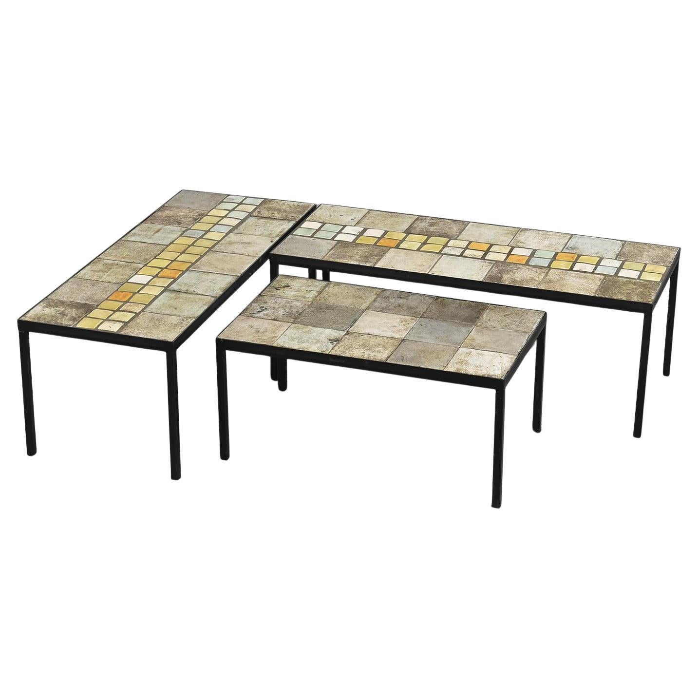 Three coffee tables by Les 2 Potiers, France, circa 1965 For Sale