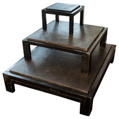 Vintage Three Coffee Tables with Slate Top by Uranus Palma, Italy, 1970s