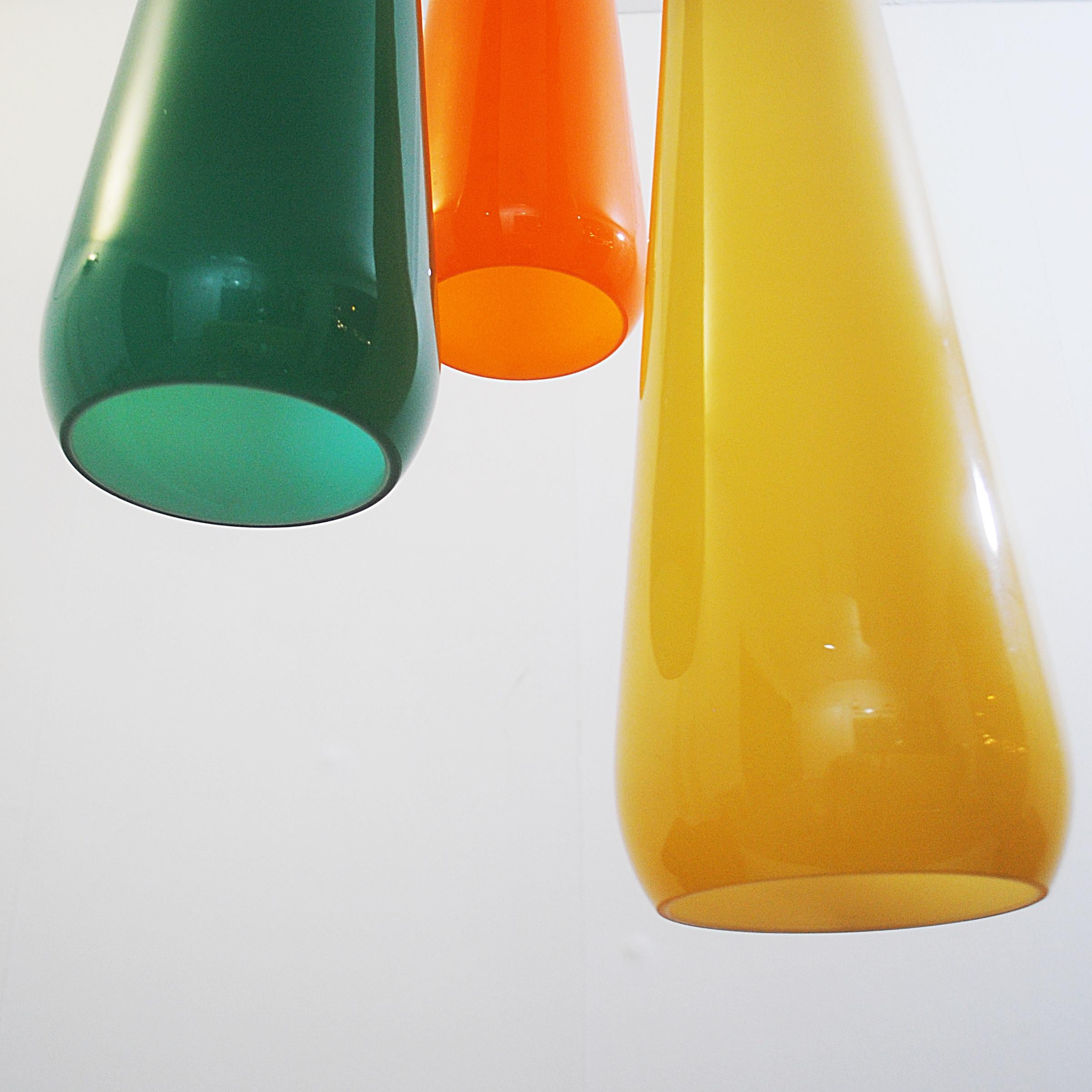 Three-Color Celling Light in Glass by Stilnovo, Italy 1970s (Italienisch)