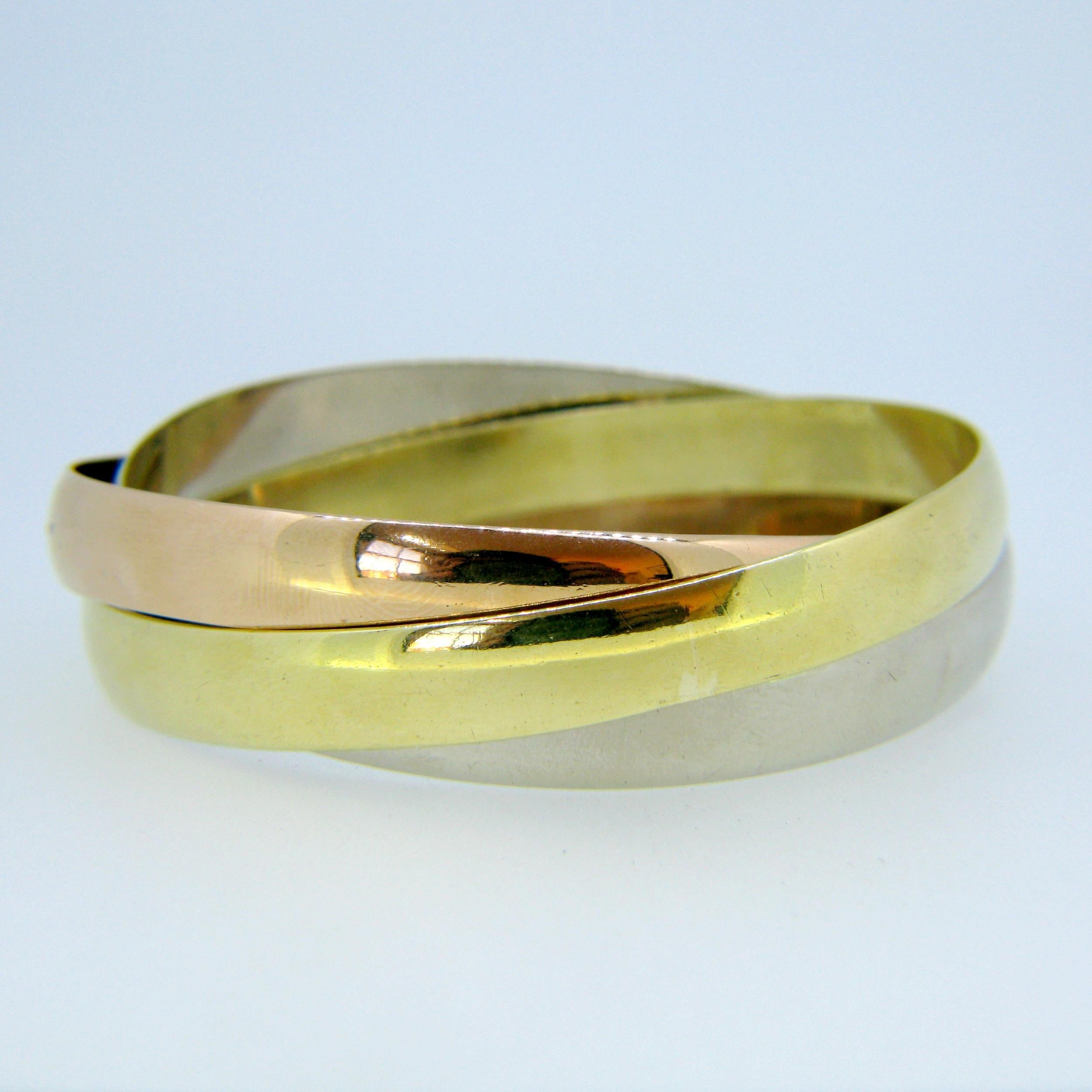 Three-Color Gold Rolling Bangle, 18kt Gold 1