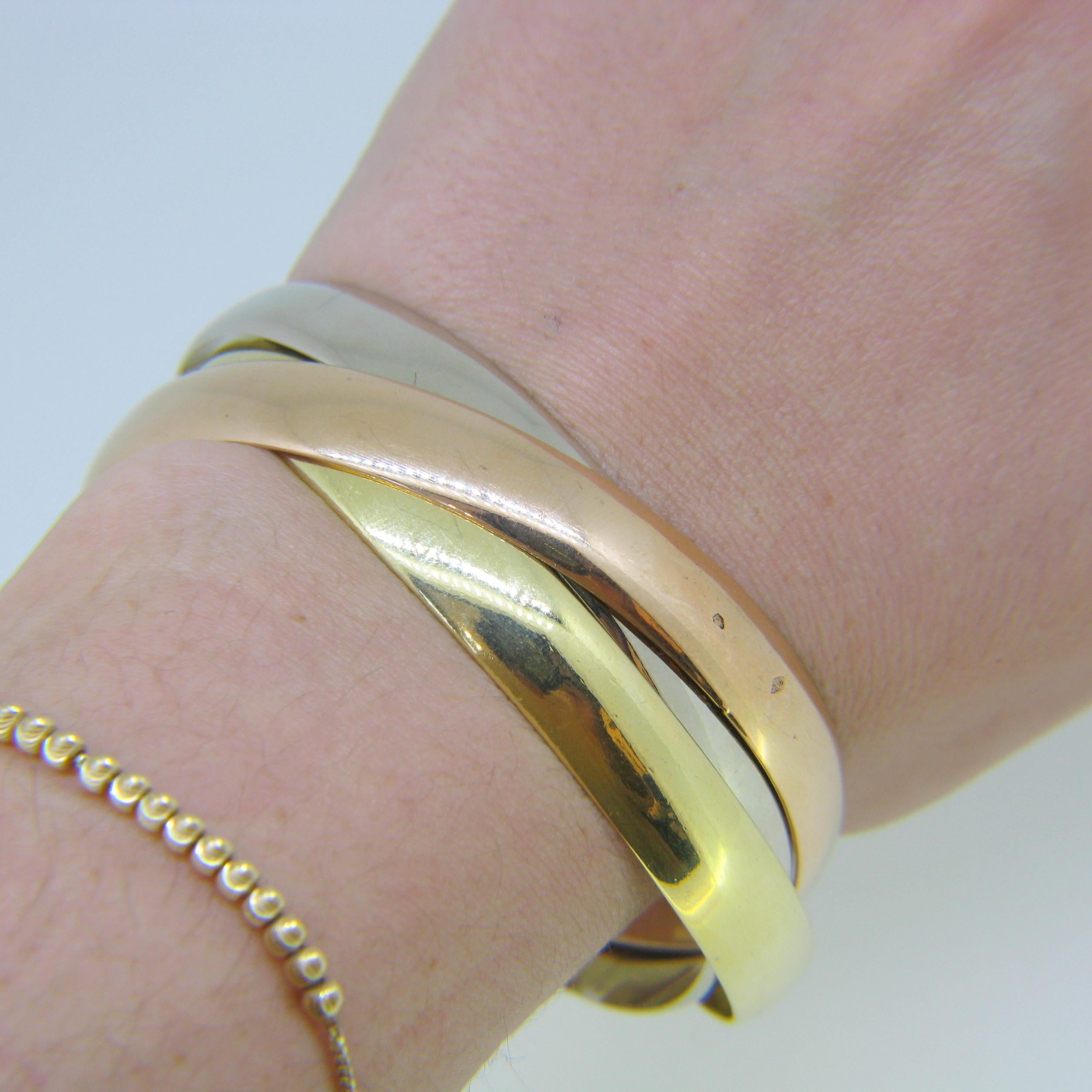 Three-Color Gold Rolling Bangle, 18kt Gold 2
