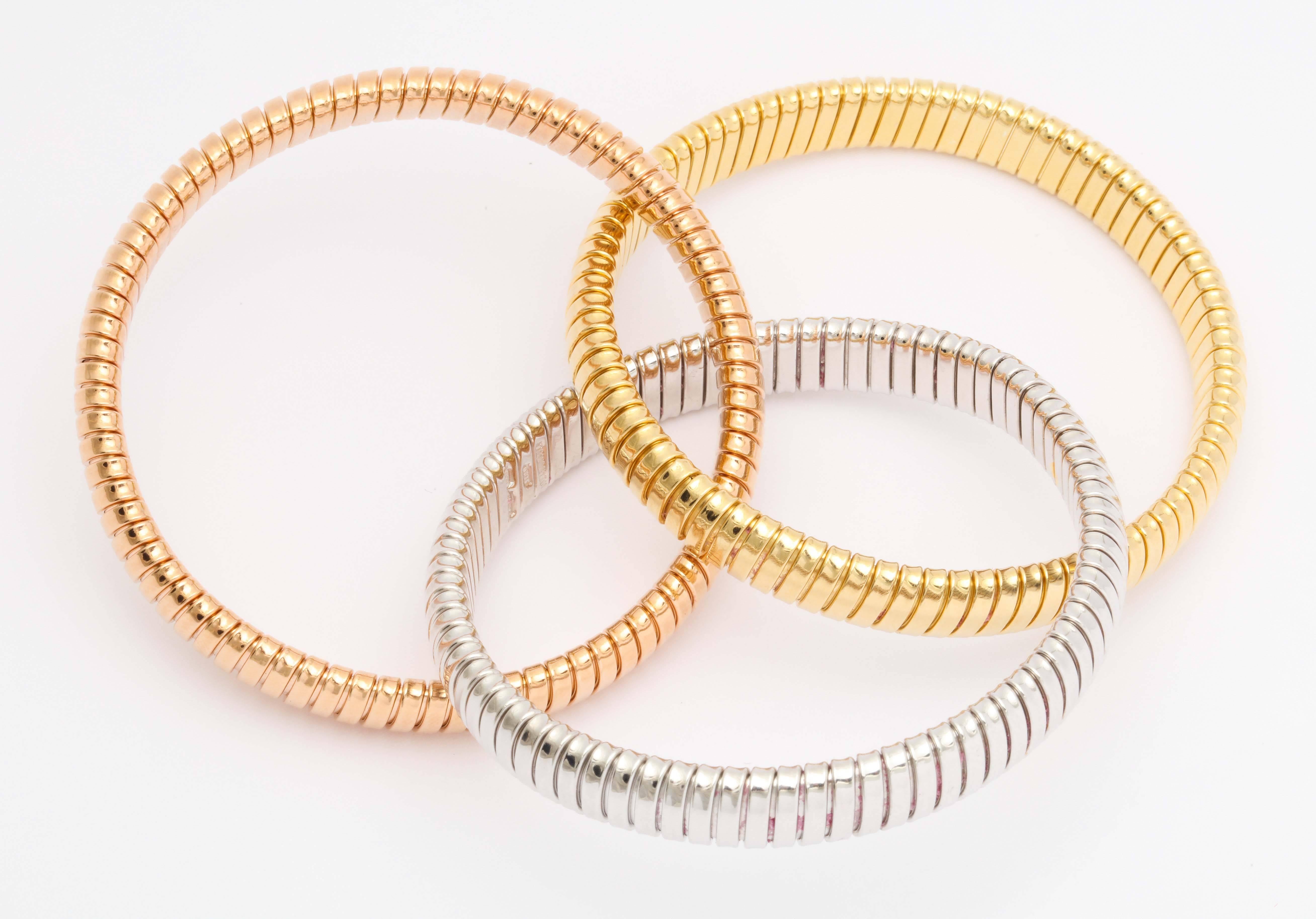 Women's Three-Color Gold Tubogaz Rolling Bracelet