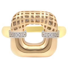 Three Color of Gold Statement Ring for Her Made in Italy