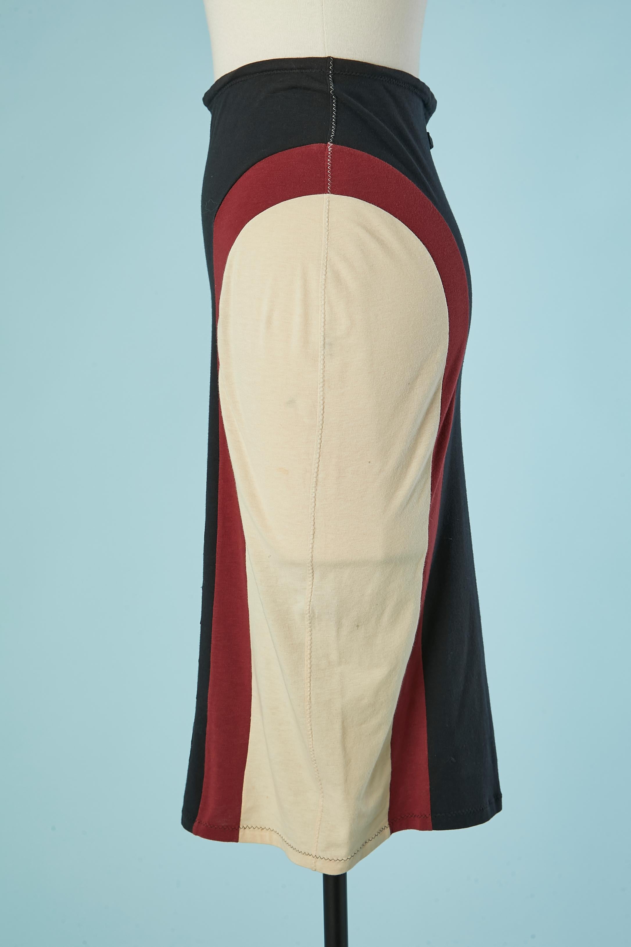 Dreifarbiger Stretch-Jersey-Rock GAULTIER Public (Schwarz) im Angebot