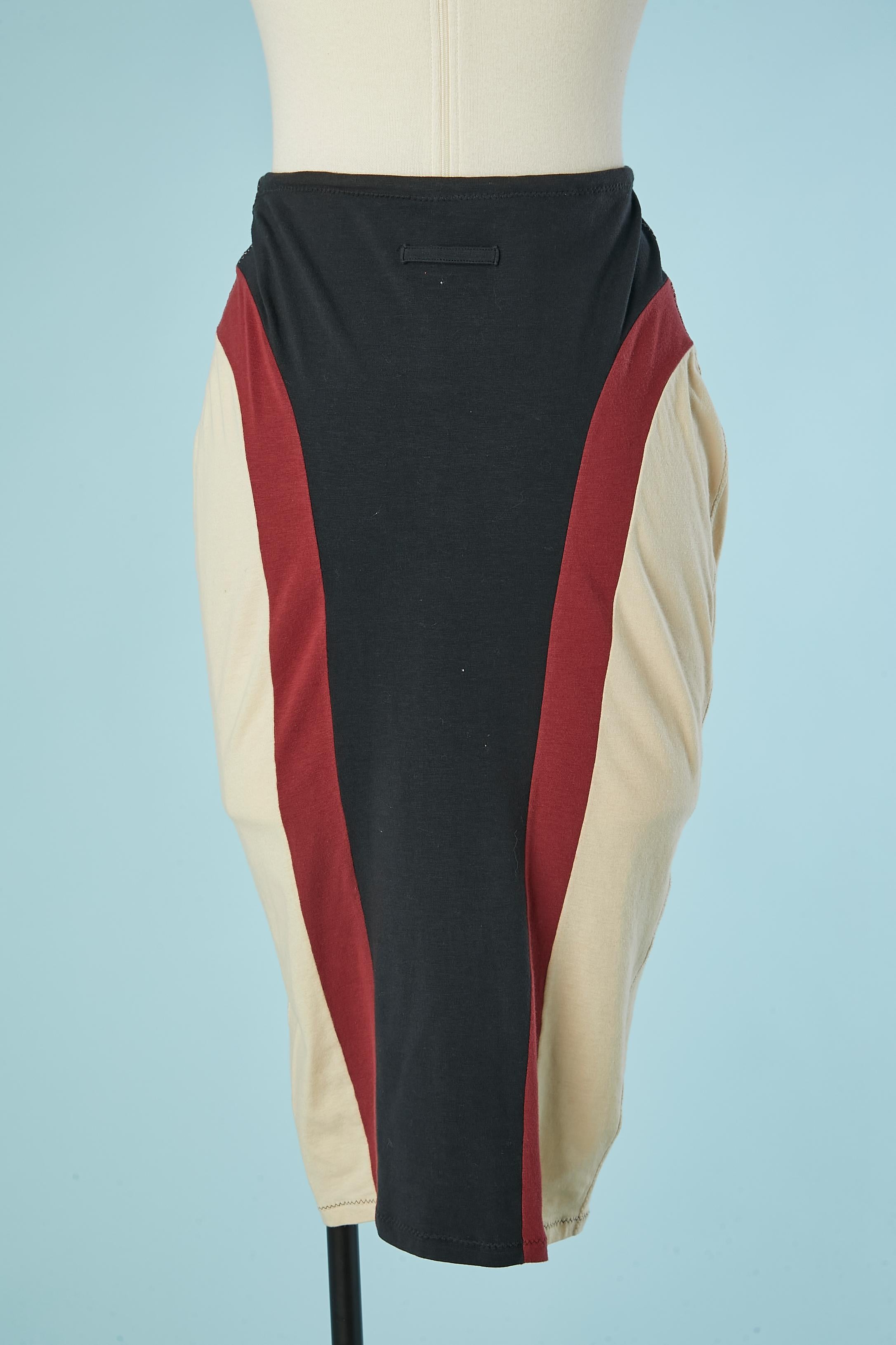Dreifarbiger Stretch-Jersey-Rock GAULTIER Public im Zustand „Hervorragend“ im Angebot in Saint-Ouen-Sur-Seine, FR