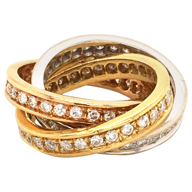 Three Colored Triology Ring with Diamonds For Sale (Free Shipping) at ...