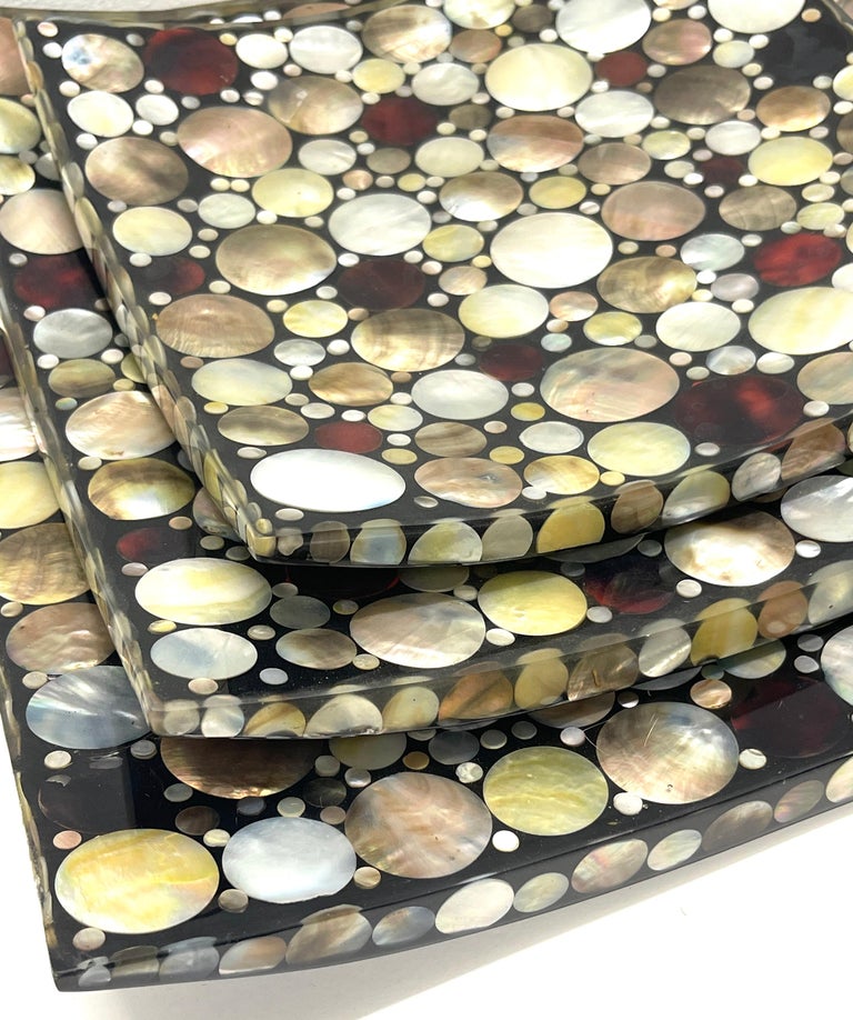 Three Colorful Graduated Inlaid Shell 'Dots Obsession' Pattern Concave ...