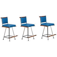 Set of Three Comfortable 'Los Feliz' Swiveling Counter Stools by Design Frères