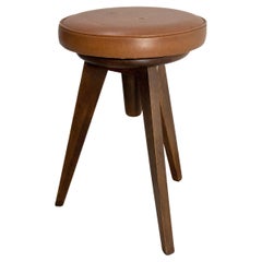 Three Compas Legs Piano Stool Skai & Beech Midcentury French