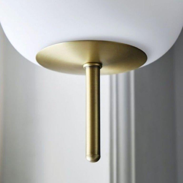 Three Contemporary Scandinavian Design Satin Glass Brass Light Pendants, Danmark For Sale 5