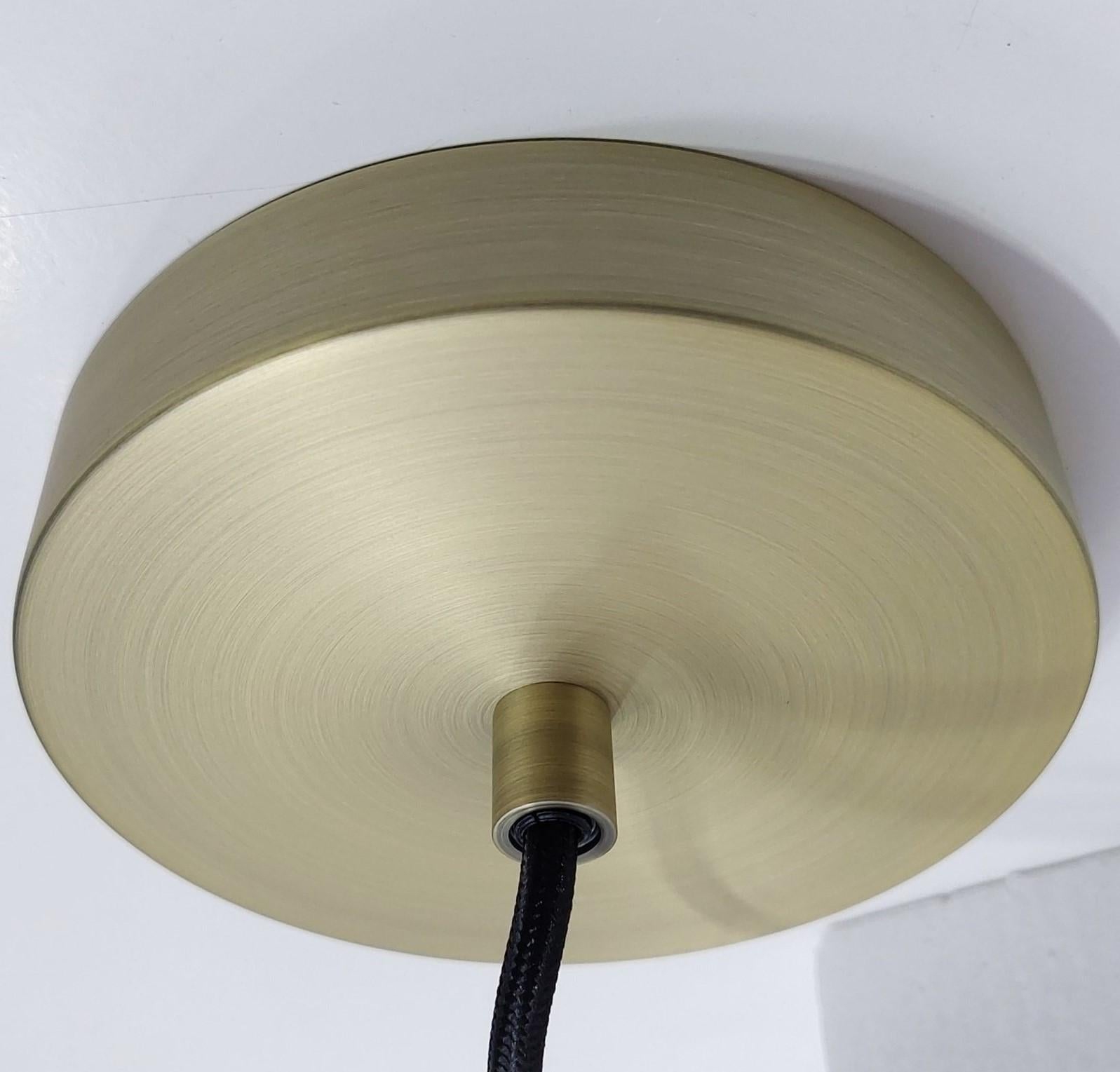 Three Contemporary Scandinavian Design Satin Glass Brass Light Pendants, Danmark For Sale 7