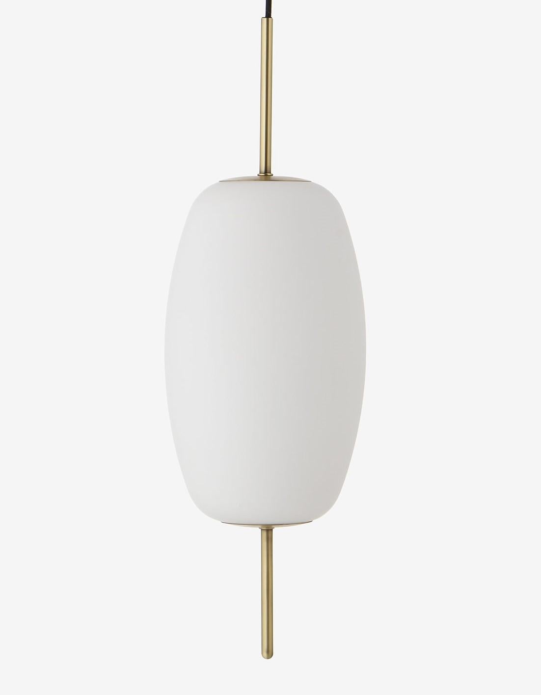 Three Contemporary Scandinavian Design Satin Glass Brass Light Pendants, Danmark For Sale 3
