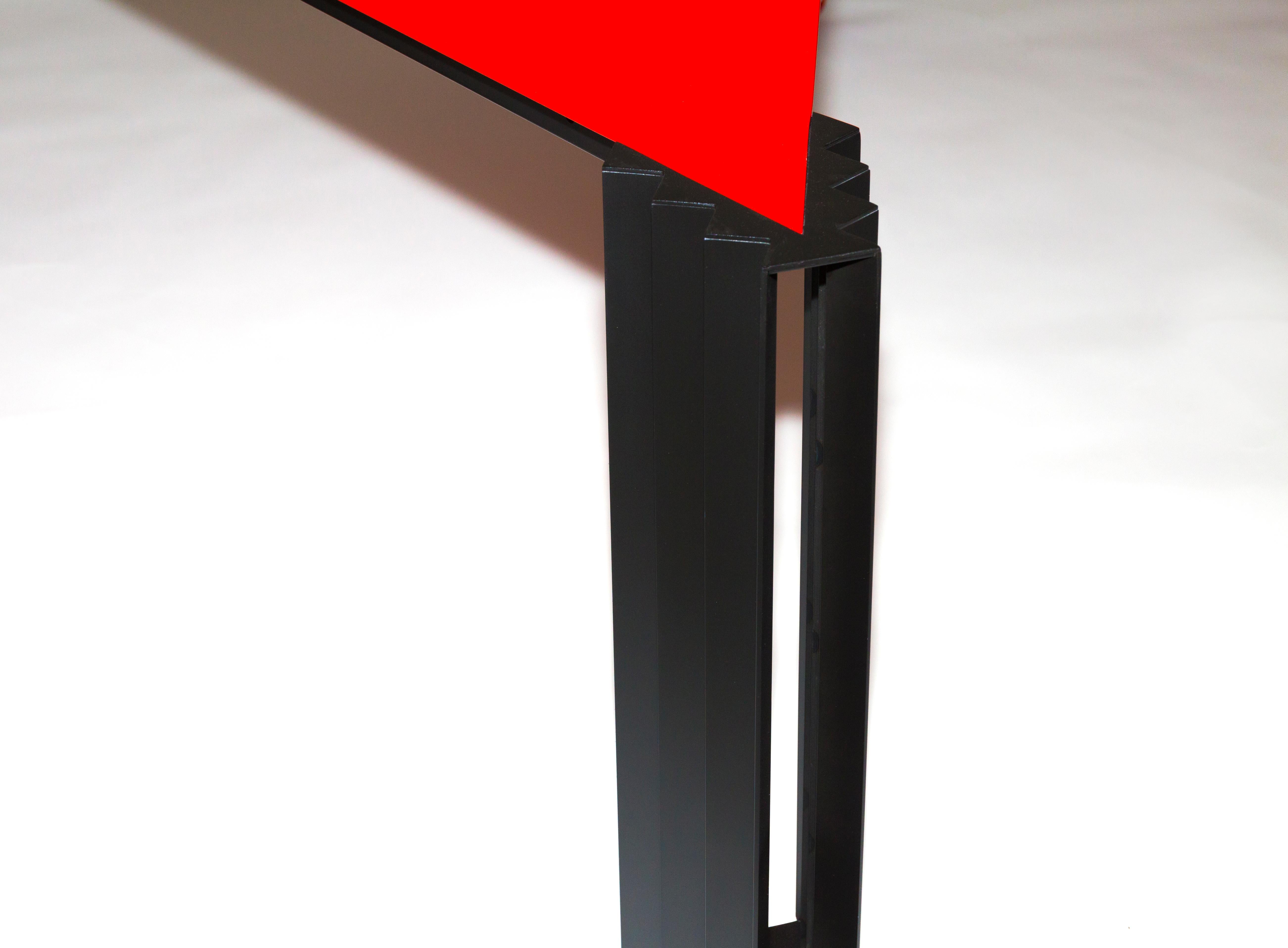 Painted Red Wedge Dining Table For Sale