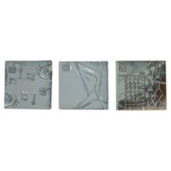Drei Cosanti-Keramikfliesen von Paolo Soleri