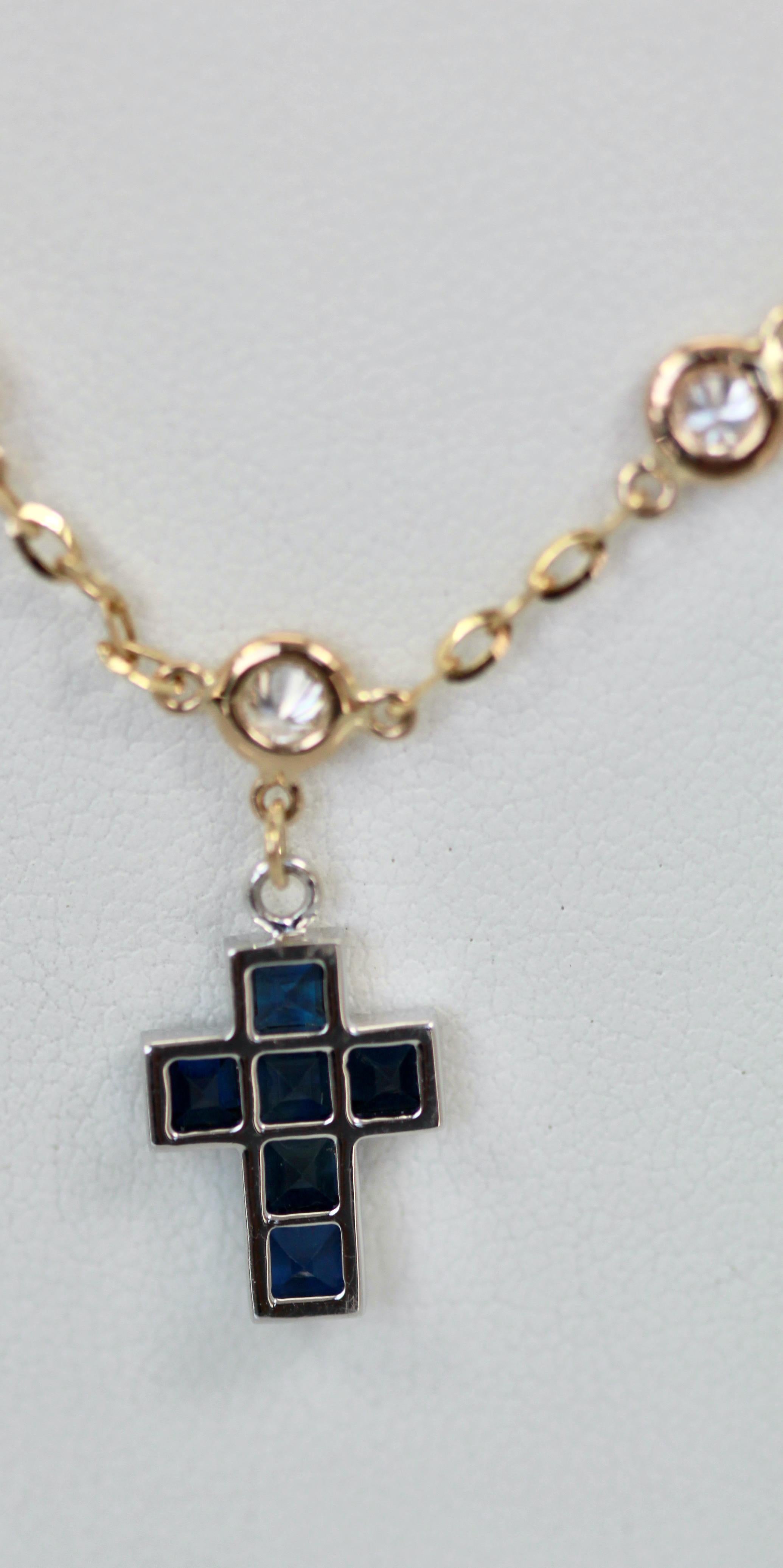 Three Crosses Set with Diamonds, Ruby, Sapphire, Emerald 18K 2