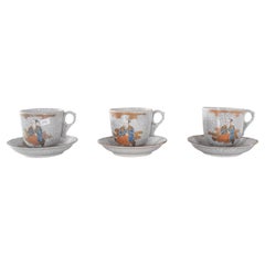 Three Cups and Saucers Made from Japanese Porcelain