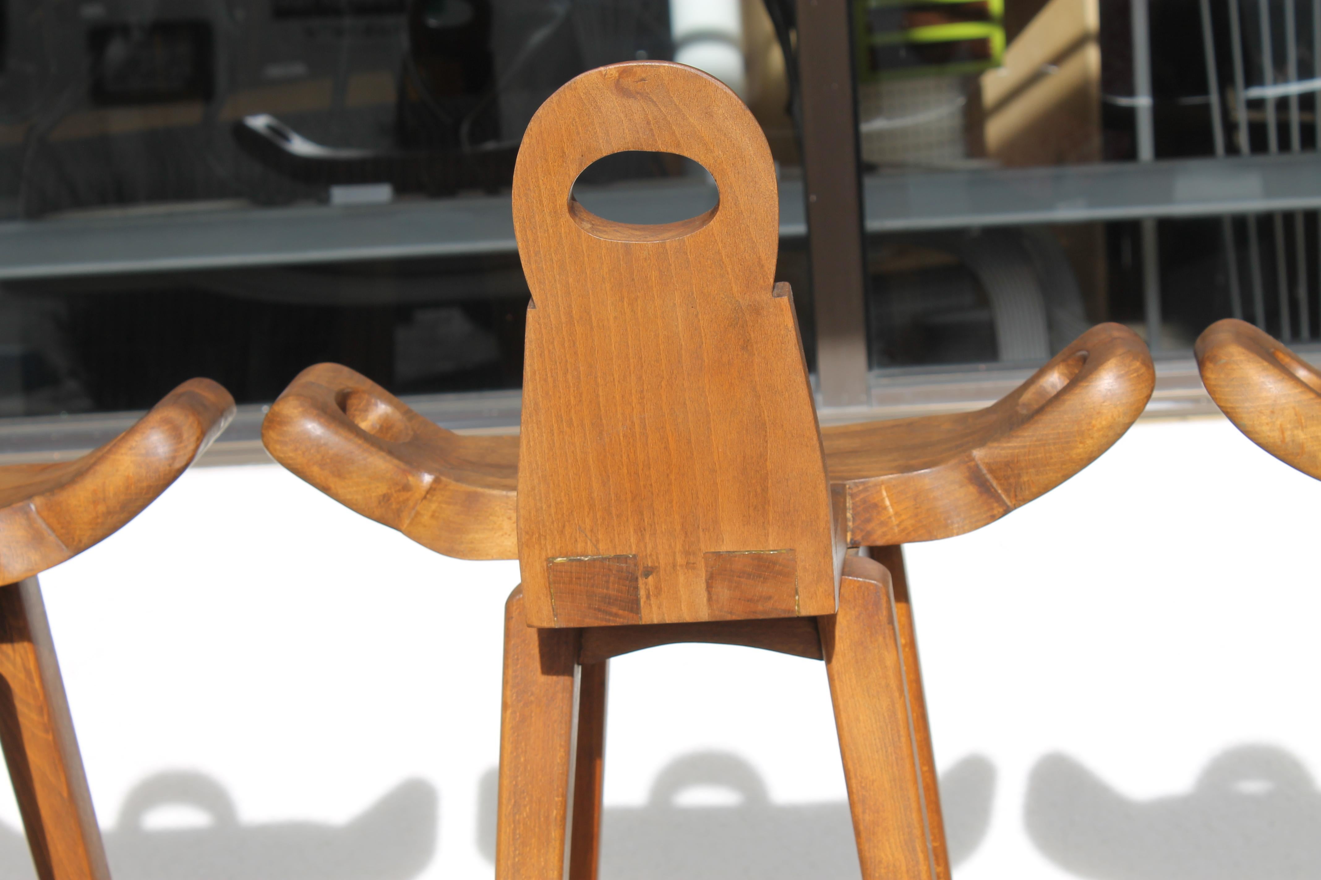 Three Custom Adirondack Barstools In Good Condition In Palm Springs, CA