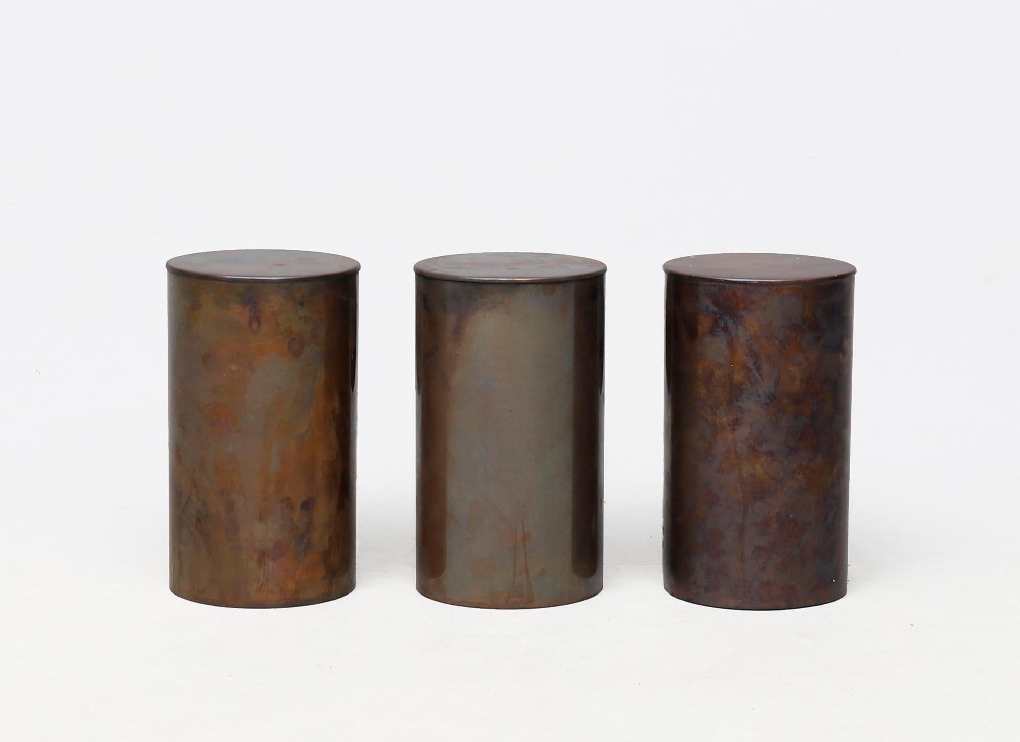 Three Cylindrical Outdoor Scandinavian Modern Copper Wall Lights by Fagerhults In Good Condition In Stockholm, SE