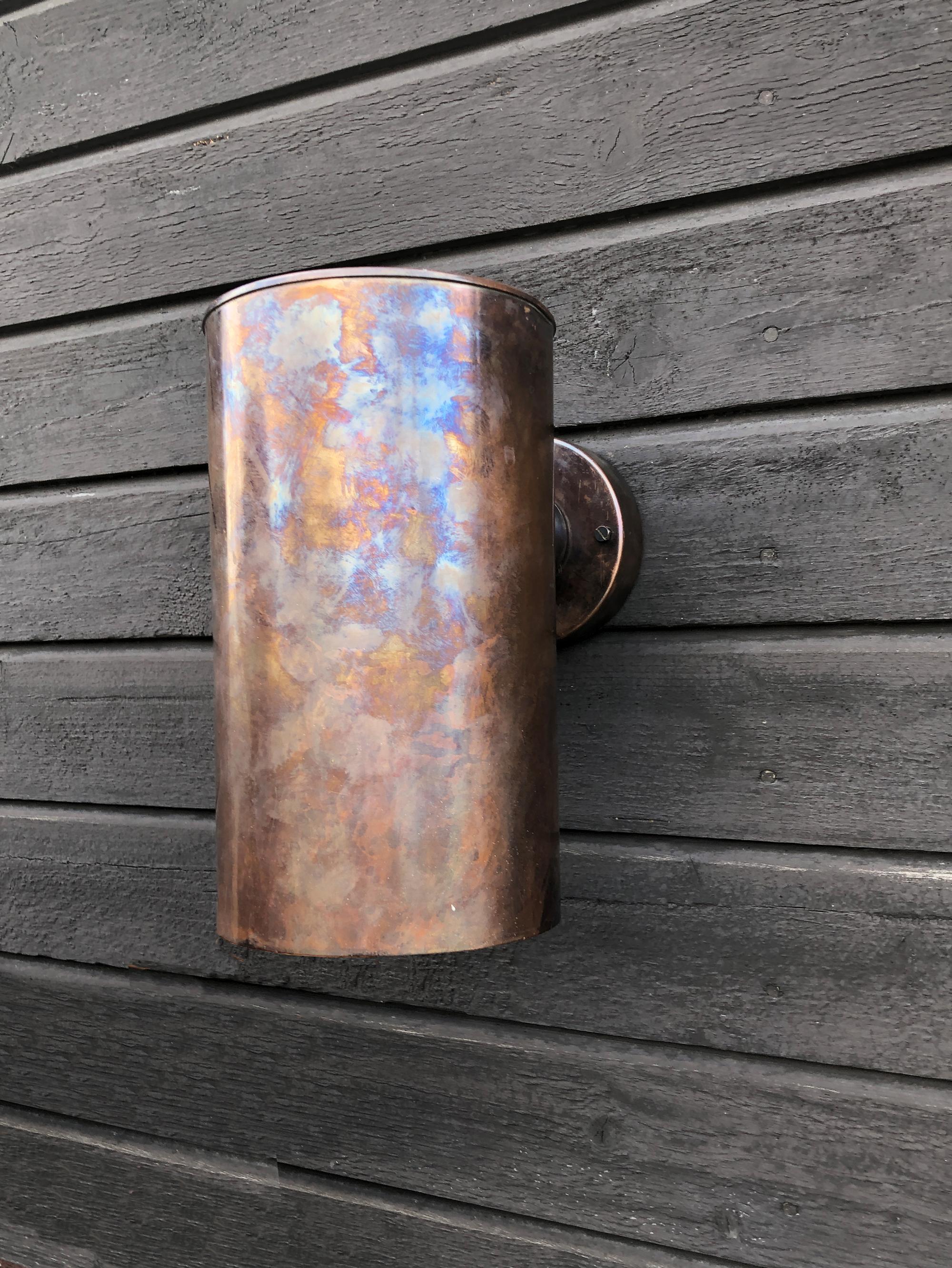 Three Cylindrical Outdoor Scandinavian Modern Copper Wall Lights by Fagerhults 1