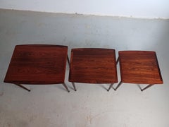 Three Danish Jørgen Aakjær Brazilian Rosewood Nesting Tables Excellent Condition