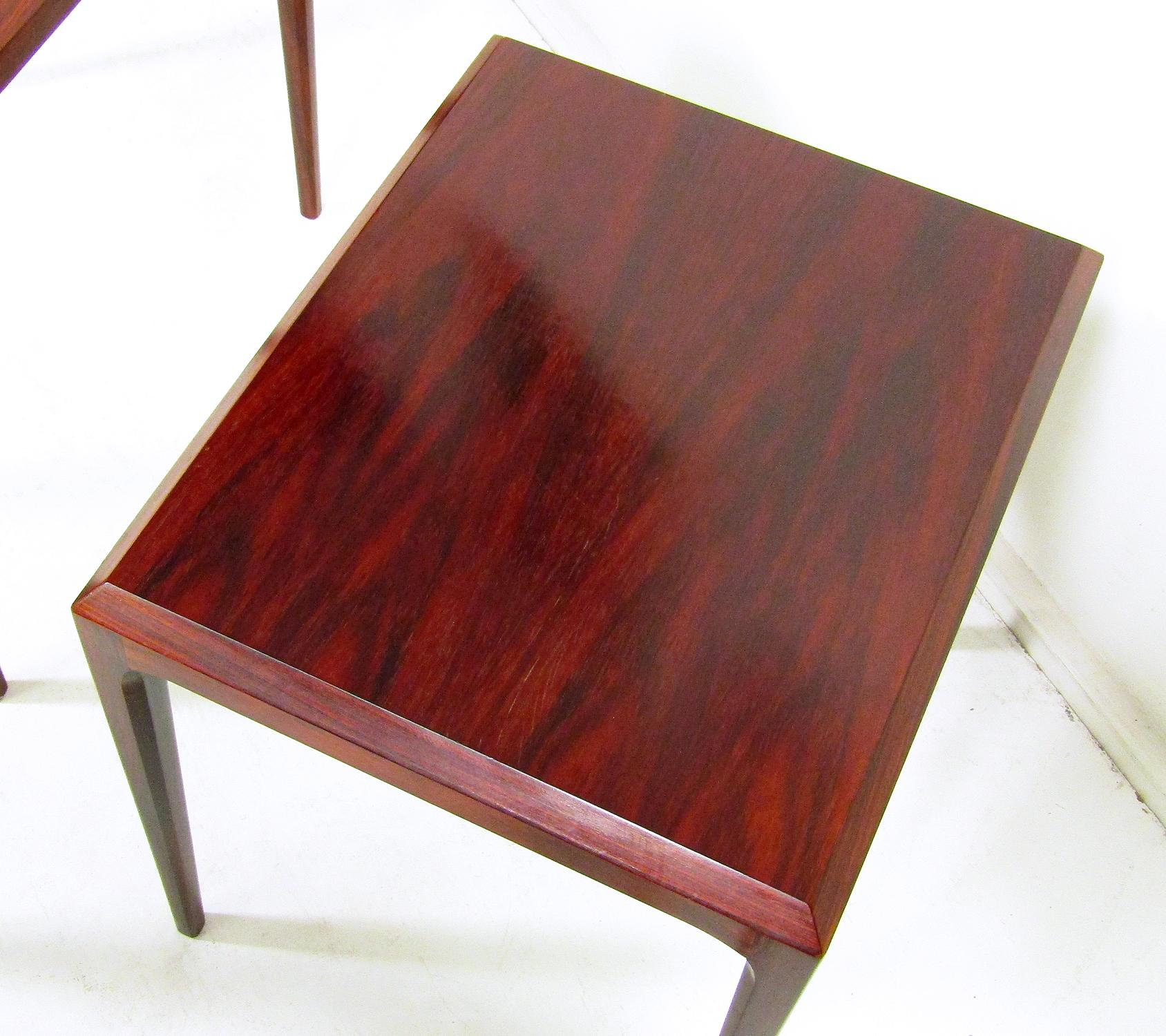 Three Danish Rosewood Nesting Tables by Johannes Andersen for Silkeborg For Sale 4