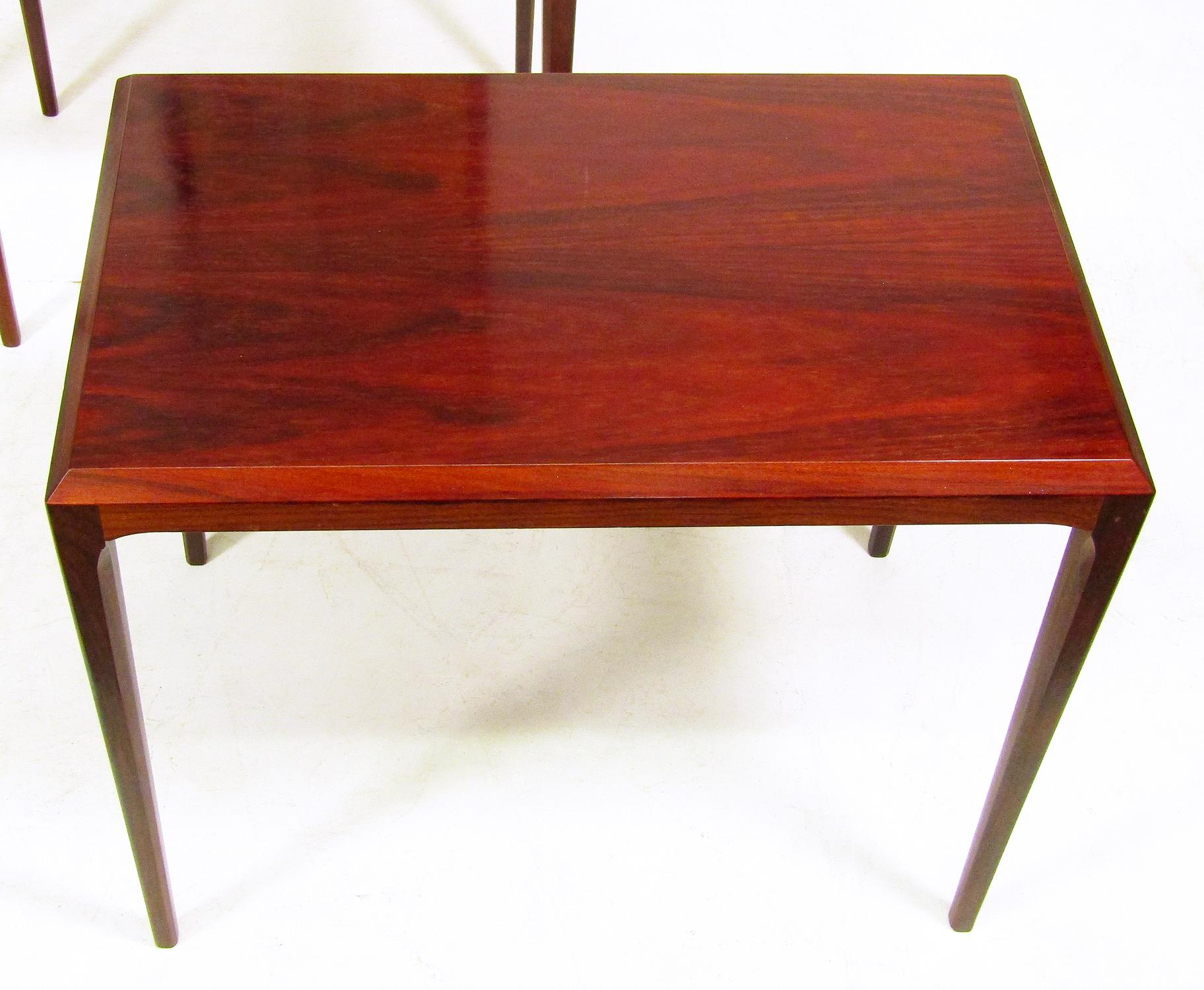 Three Danish Rosewood Nesting Tables by Johannes Andersen for Silkeborg For Sale 2