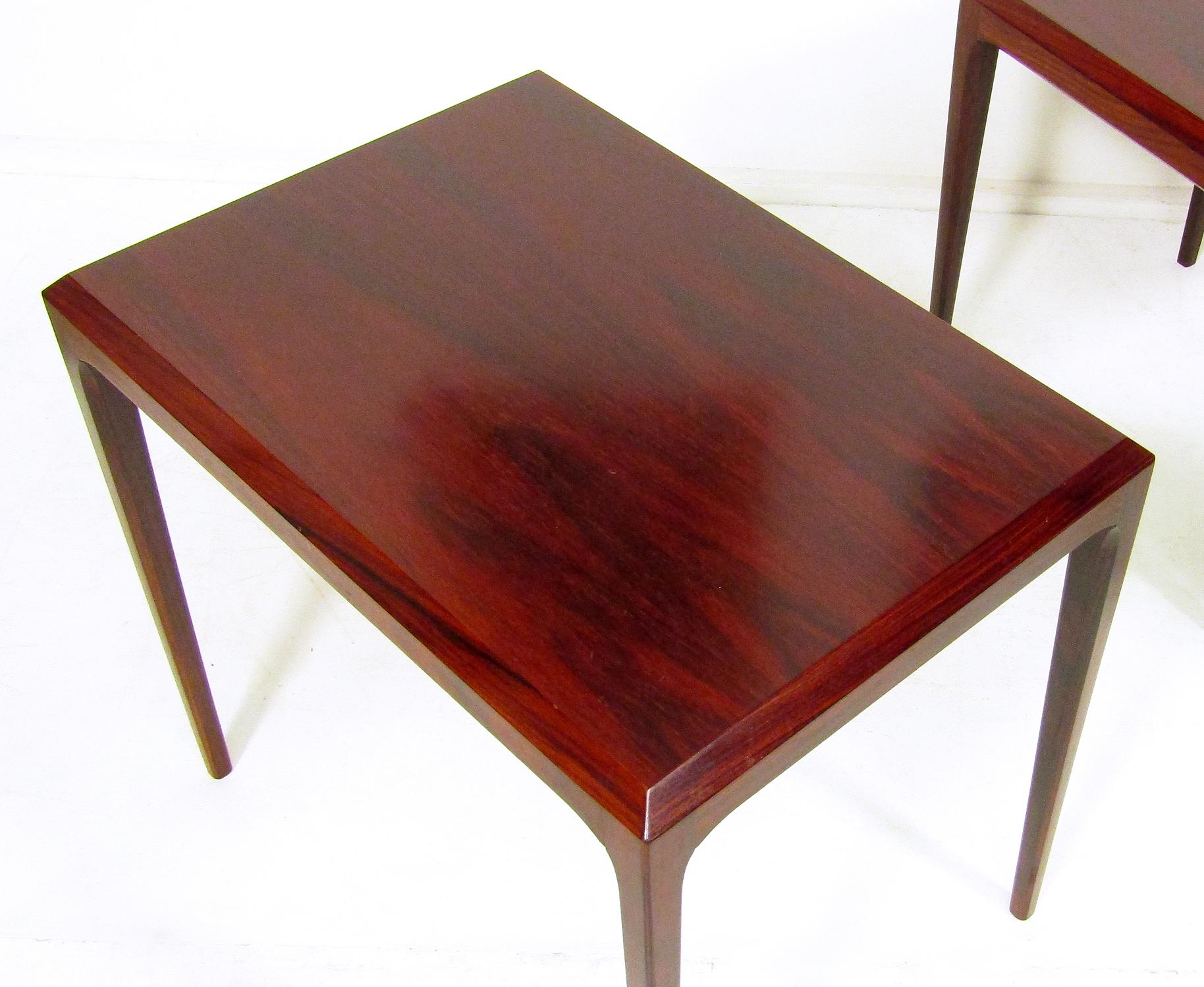 Three Danish Rosewood Nesting Tables by Johannes Andersen for Silkeborg For Sale 3