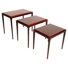 Three Danish Rosewood Nesting Tables by Johannes Andersen for Silkeborg