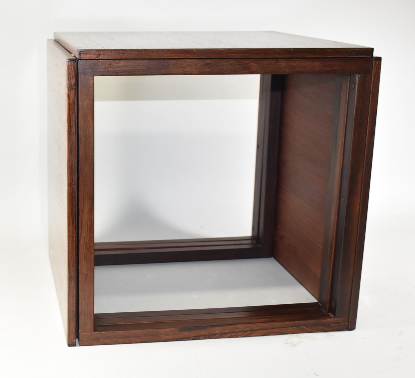 Three Danish Rosewood Nesting Tables Kai Kristiansen  In Good Condition For Sale In Toledo, OH