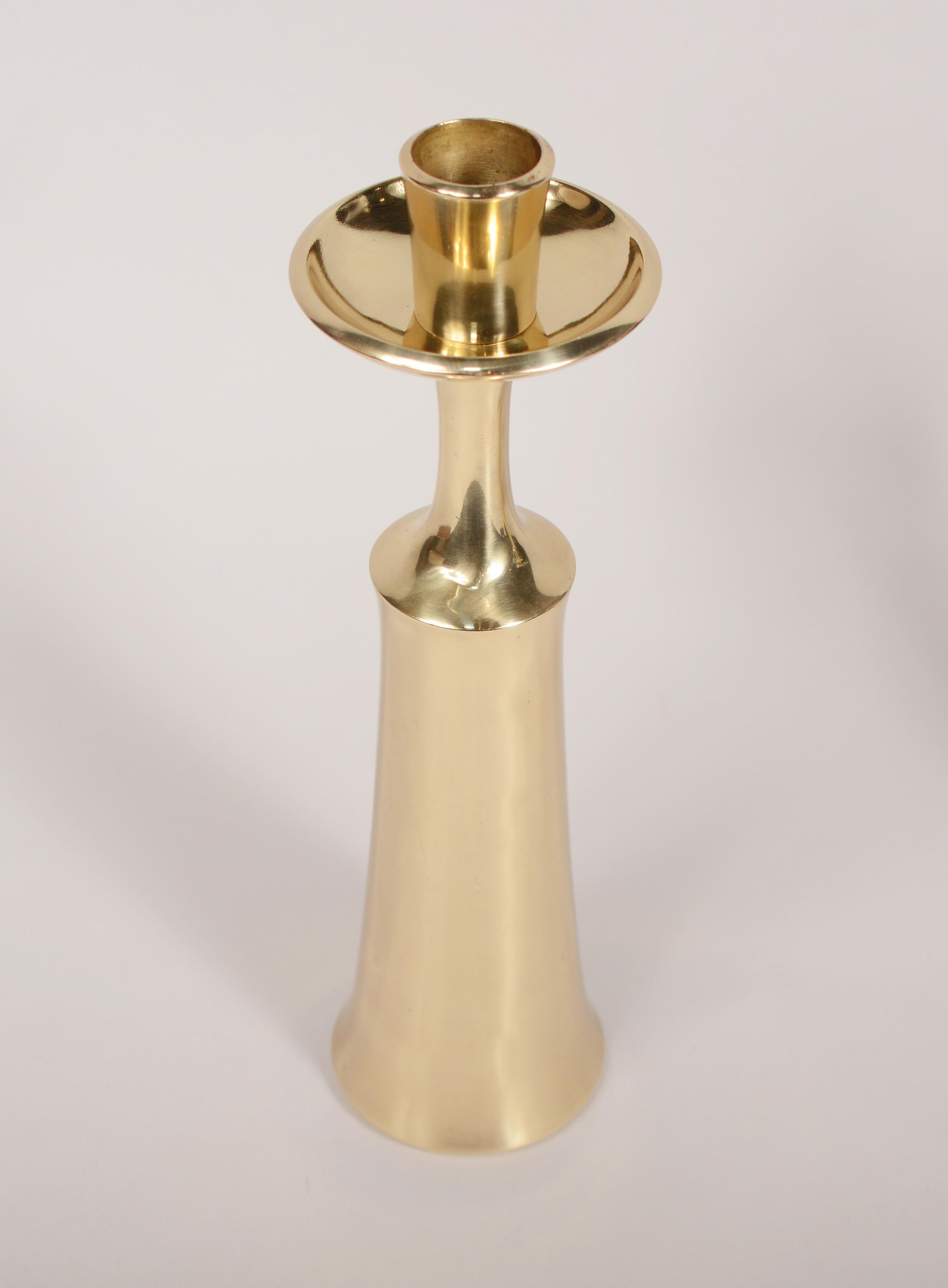 Mid-Century Modern Three Dansk Polished Brass Candle Holders by Jens Quistgaard For Sale