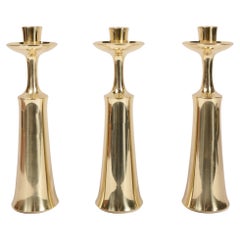 Three Dansk Polished Brass Candle Holders by Jens Quistgaard
