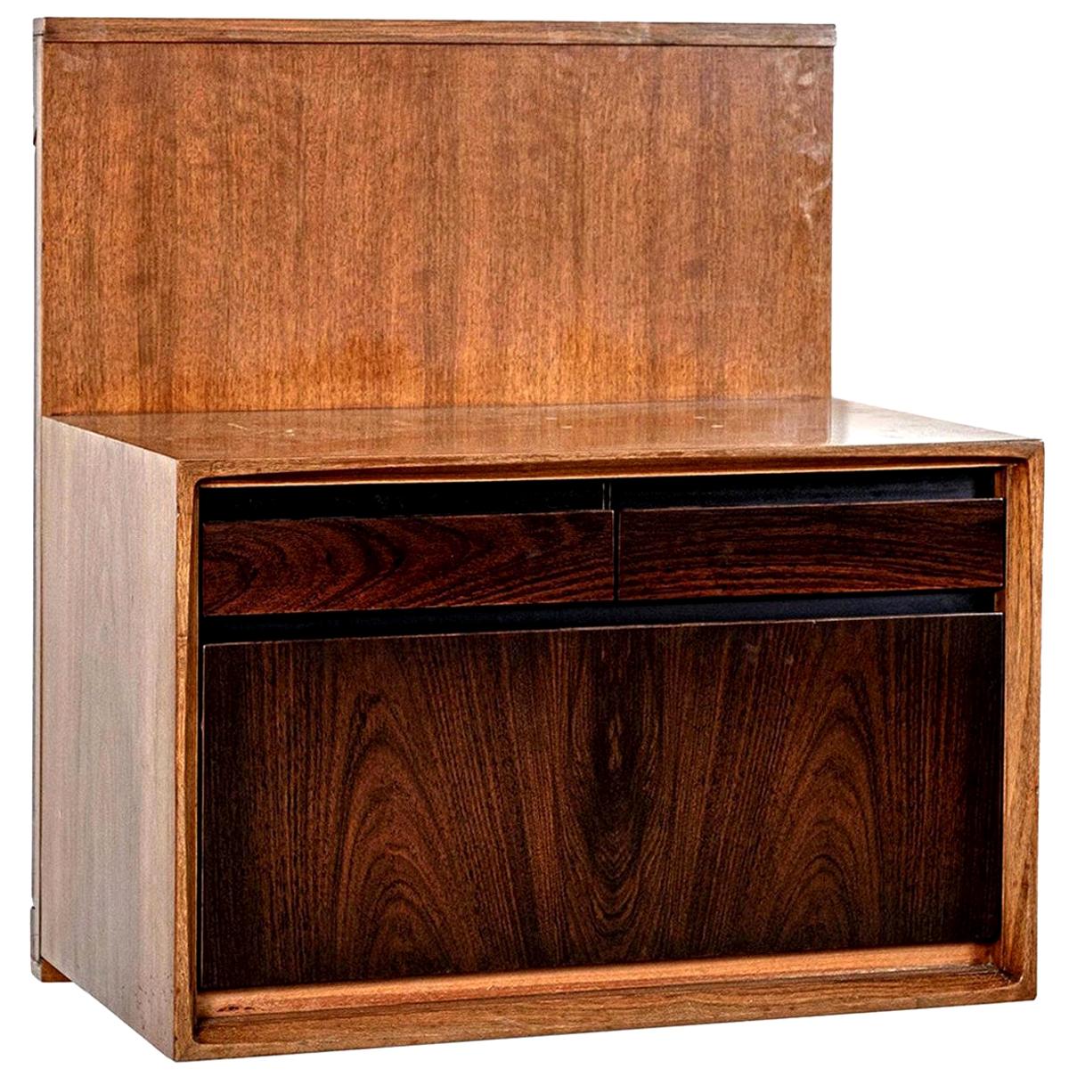 Three De Coene Wall-Mounted Consoles in Walnut and Rosewood