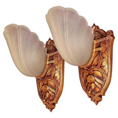 Vintage Three Deco Era Slip Shade Sconces 1920s, 30s Priced Each