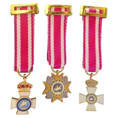 Three decorations of the Order of Saint Hermenegild, brass and Ottoman ribbon