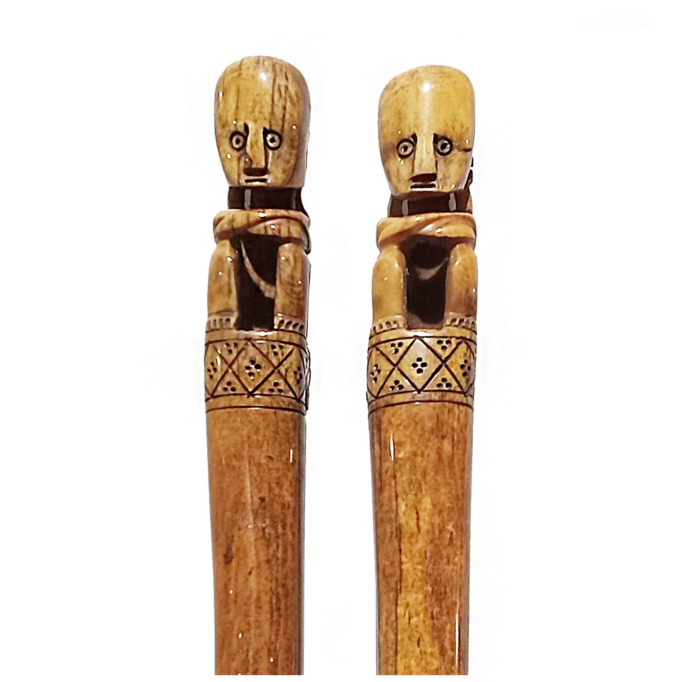 Bone Three Decorative Wood Batons, Indonesia, Mid-20th Century For Sale