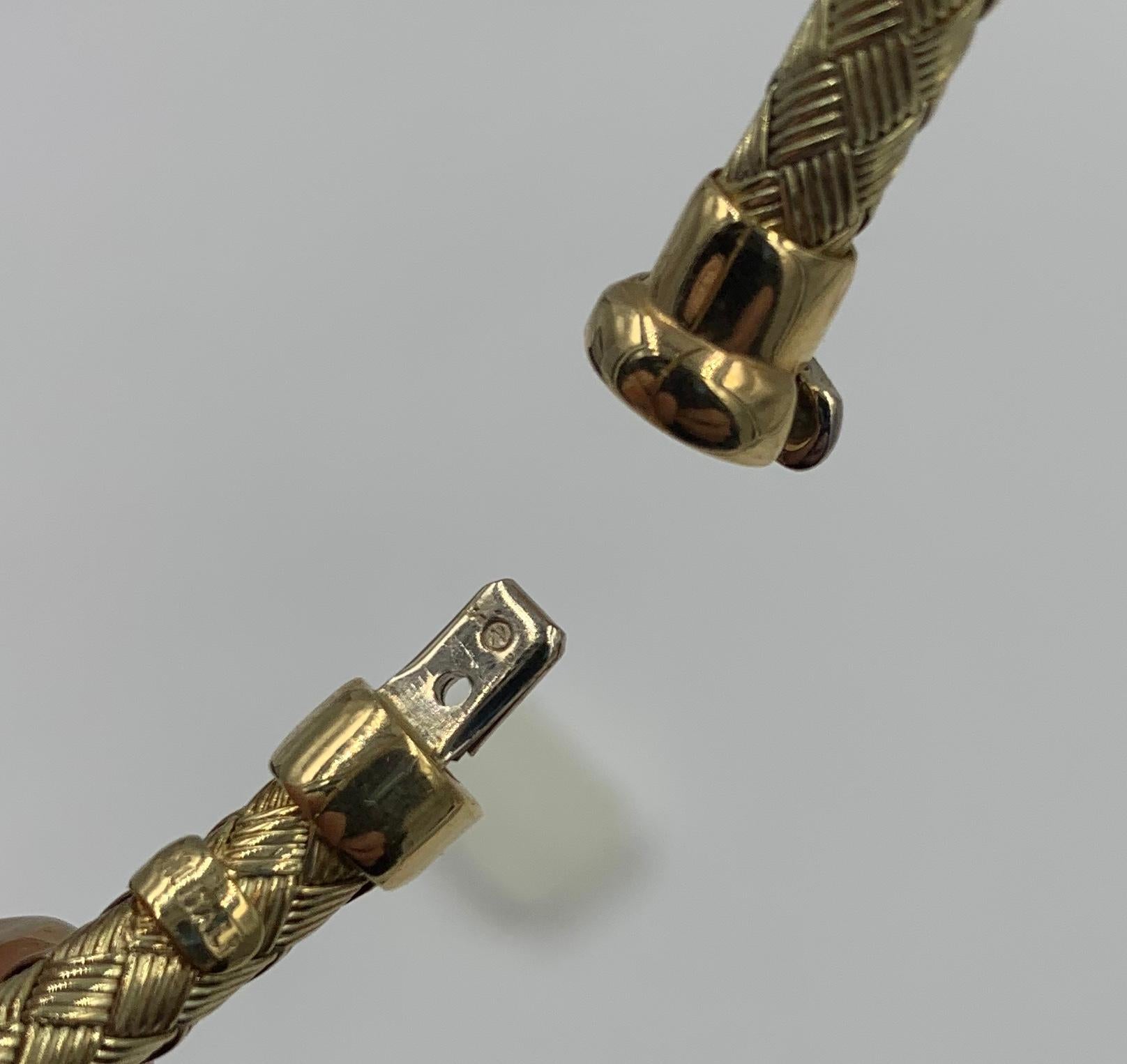 Three Diamond Bangle Stacking Bracelets 14 Karat Yellow Rose White Gold, Italy For Sale 3