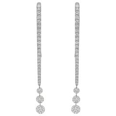 Three Diamond Chain Drop Earrings Three Diamond Chain Drop Earrings