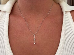 Three Diamond Drop Necklace in 14k White Gold