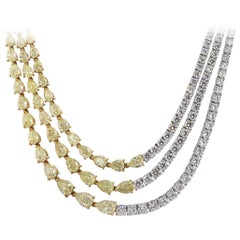 Three Diamond Half Strand Necklace