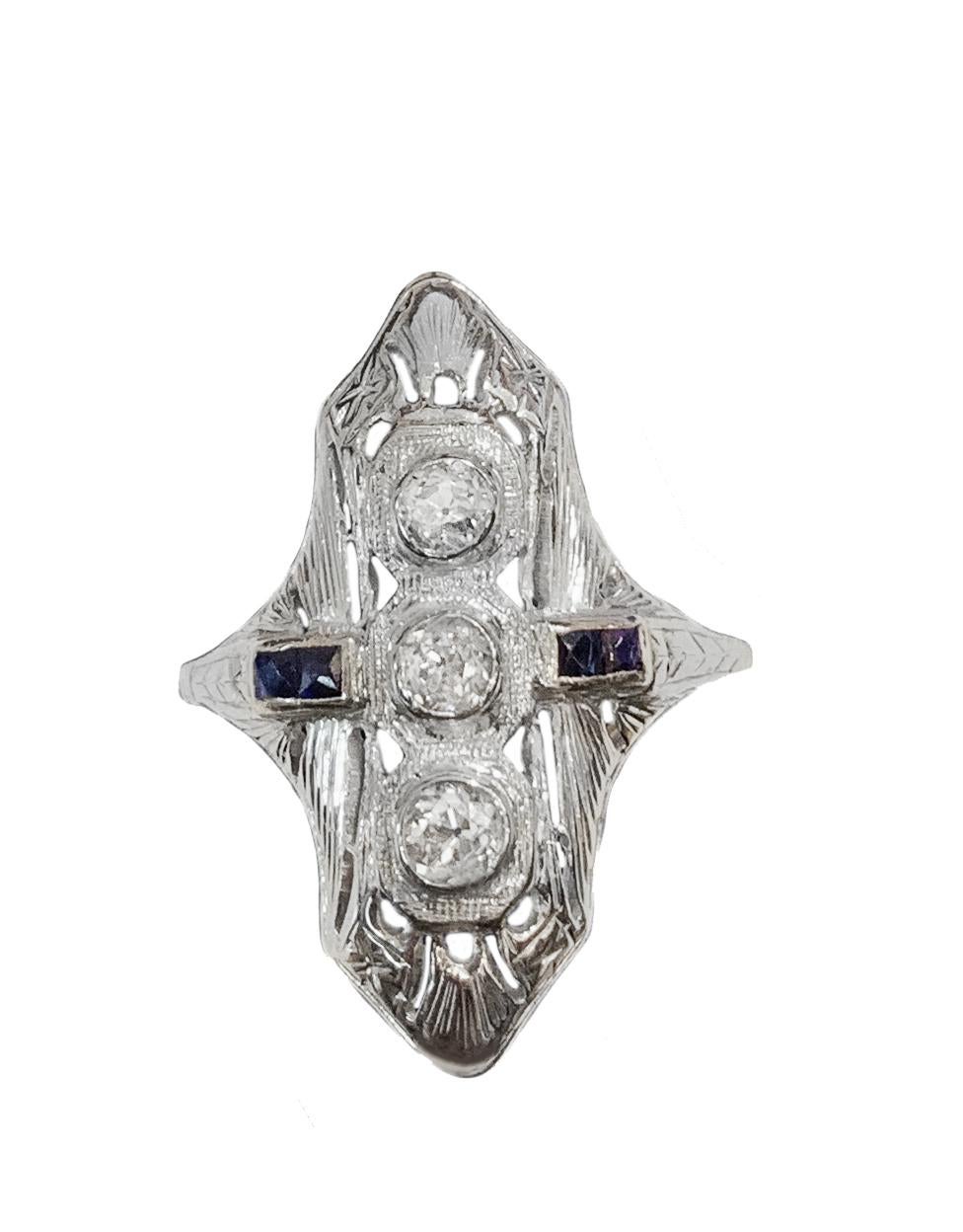 Women's Three Diamond Ring In Platinum For Sale