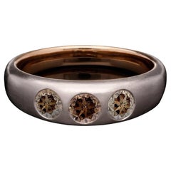 Three Diamonds Ring Fancy Brown Champagne Gold 18K