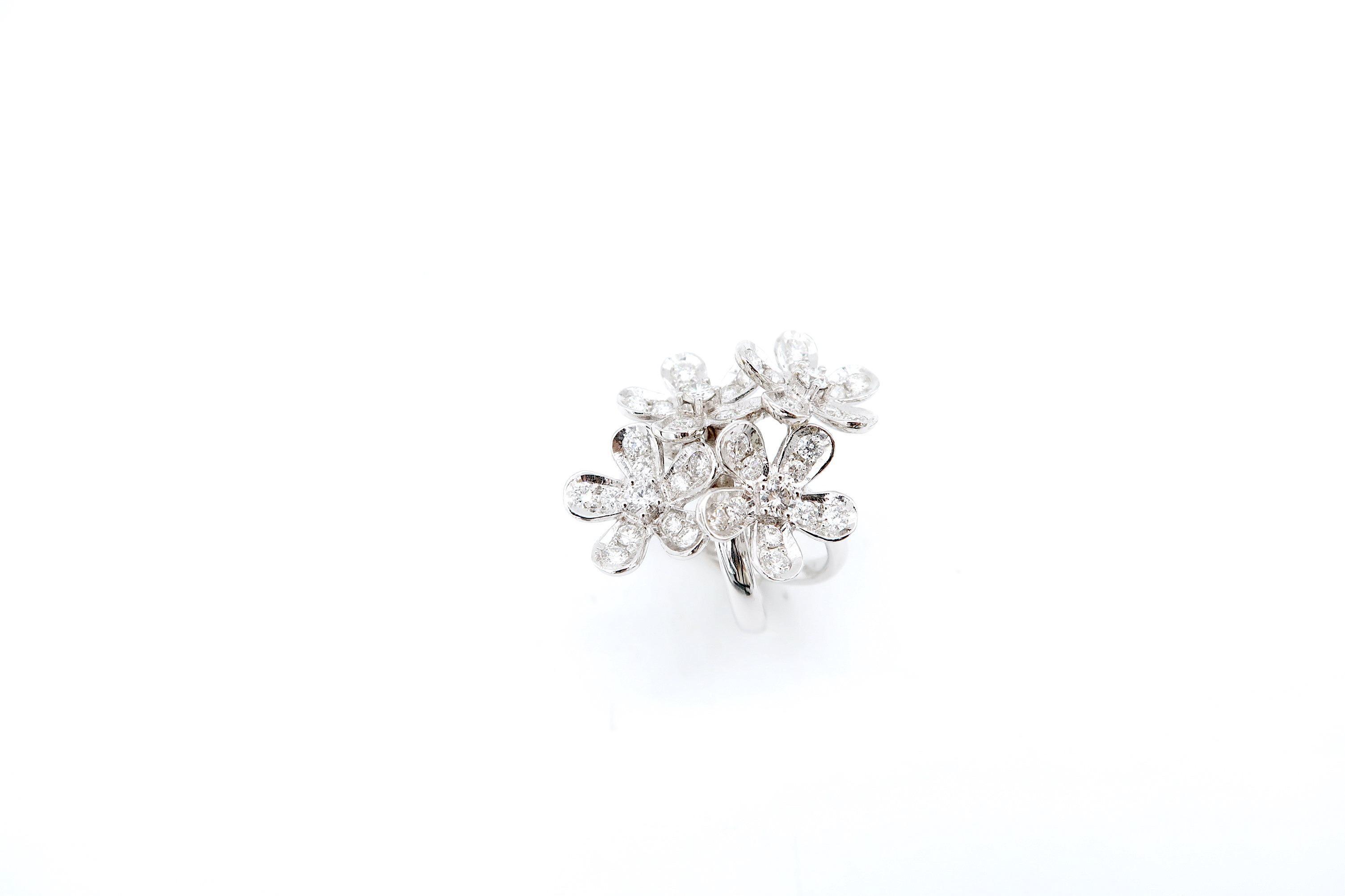 Three Dimensional 5-Petal Flower Bouquet Diamond Ring in 18 Karat White Gold

Ring Size: US6, UK L

Gold: 18K 15.48g.
Diamond: 1.88ct.
