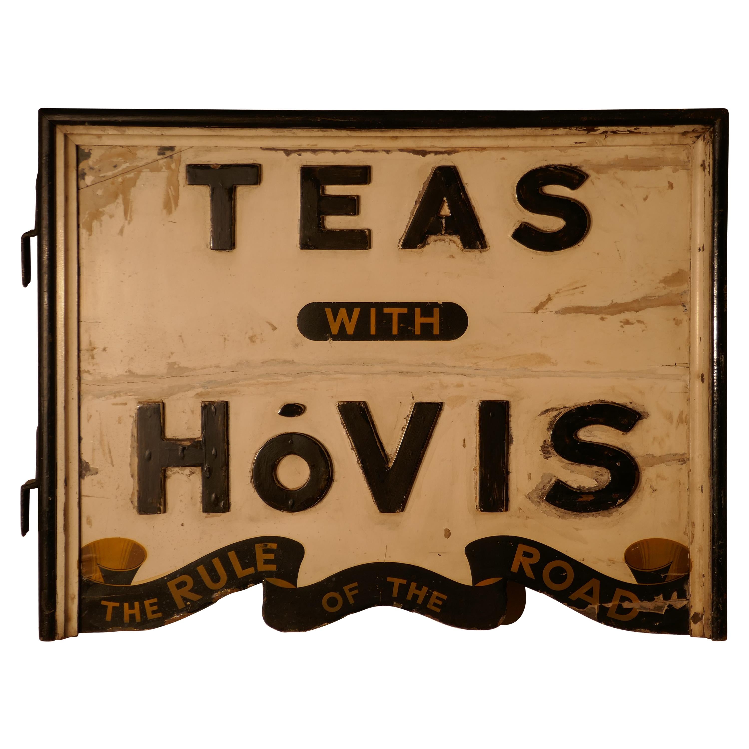 Enseigne en bois tridimensionnelle double face pour le magasin de thé Hovis en vente