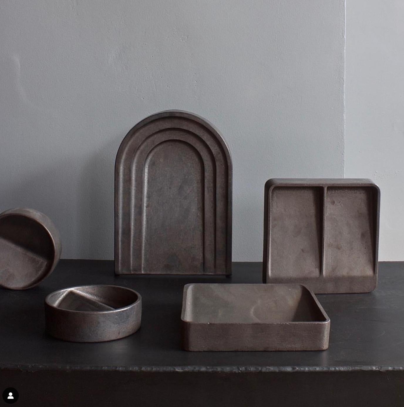 Contemporary Three-Dimensional Effect Polished Blackened Bronze Thoronet Dish by Henry Wilson For Sale