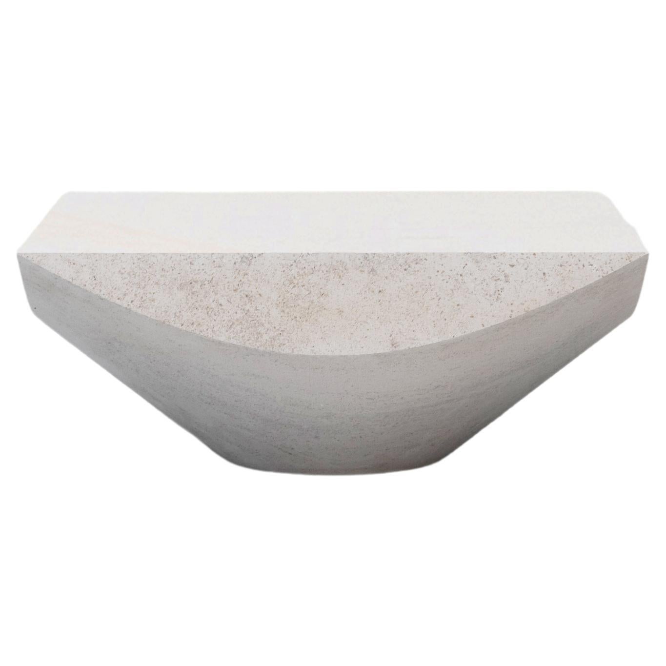 Three-dimensional Flat Surface White Limestone Coffee Table by Frédéric Saulou