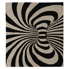 Dreidimensionaler elfenbein/schwarzer Vortex-Design-Teppich