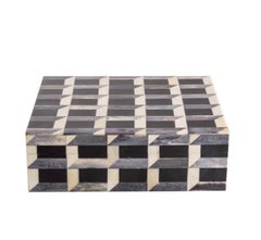 Three Dimensional Patterned Bone and Horn Lidded Box, Indonesian, Contemporary